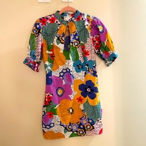 ASOS trendy puff sleeve floral print dress